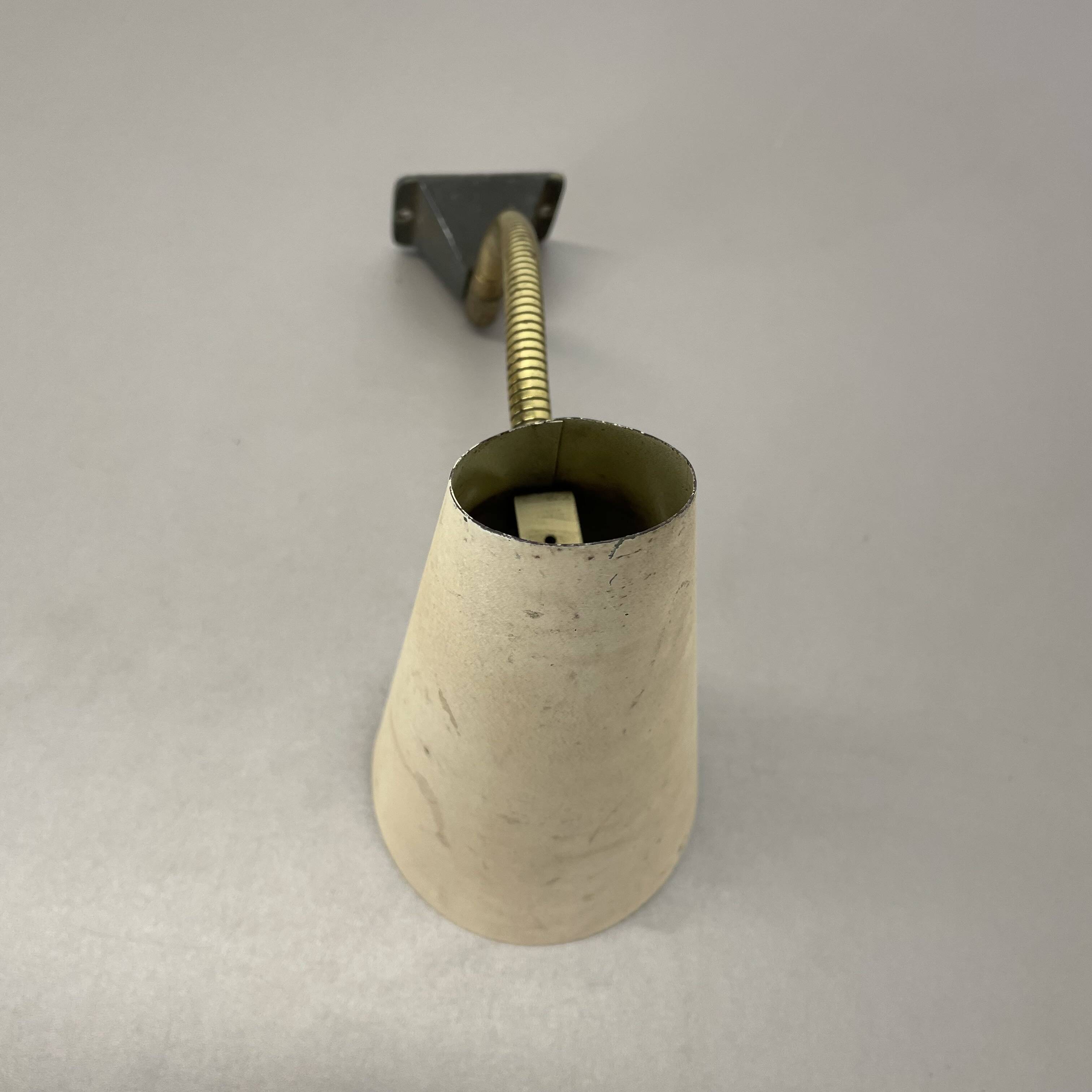 Rare adjustable diabolo brass stilnovo style wall ceiling light, italy 1950