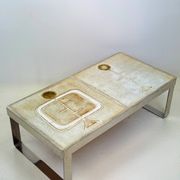 Table basse céramique / chrome — Jean Gregorieff, France, 1970s