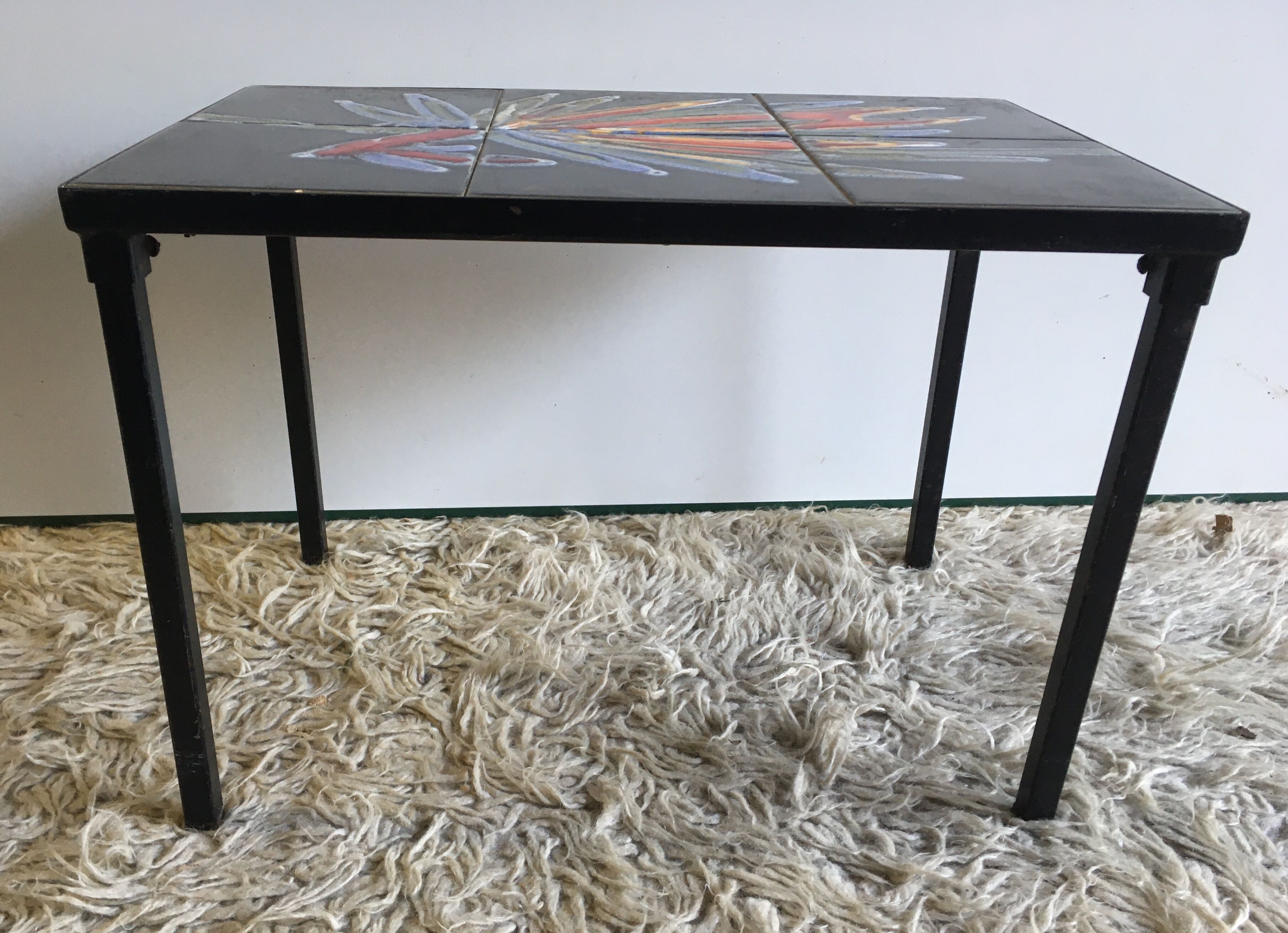 Metal and ceramic coffee table - 60s