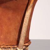 Folk art equipale ostrich chair leather mexico 1970s