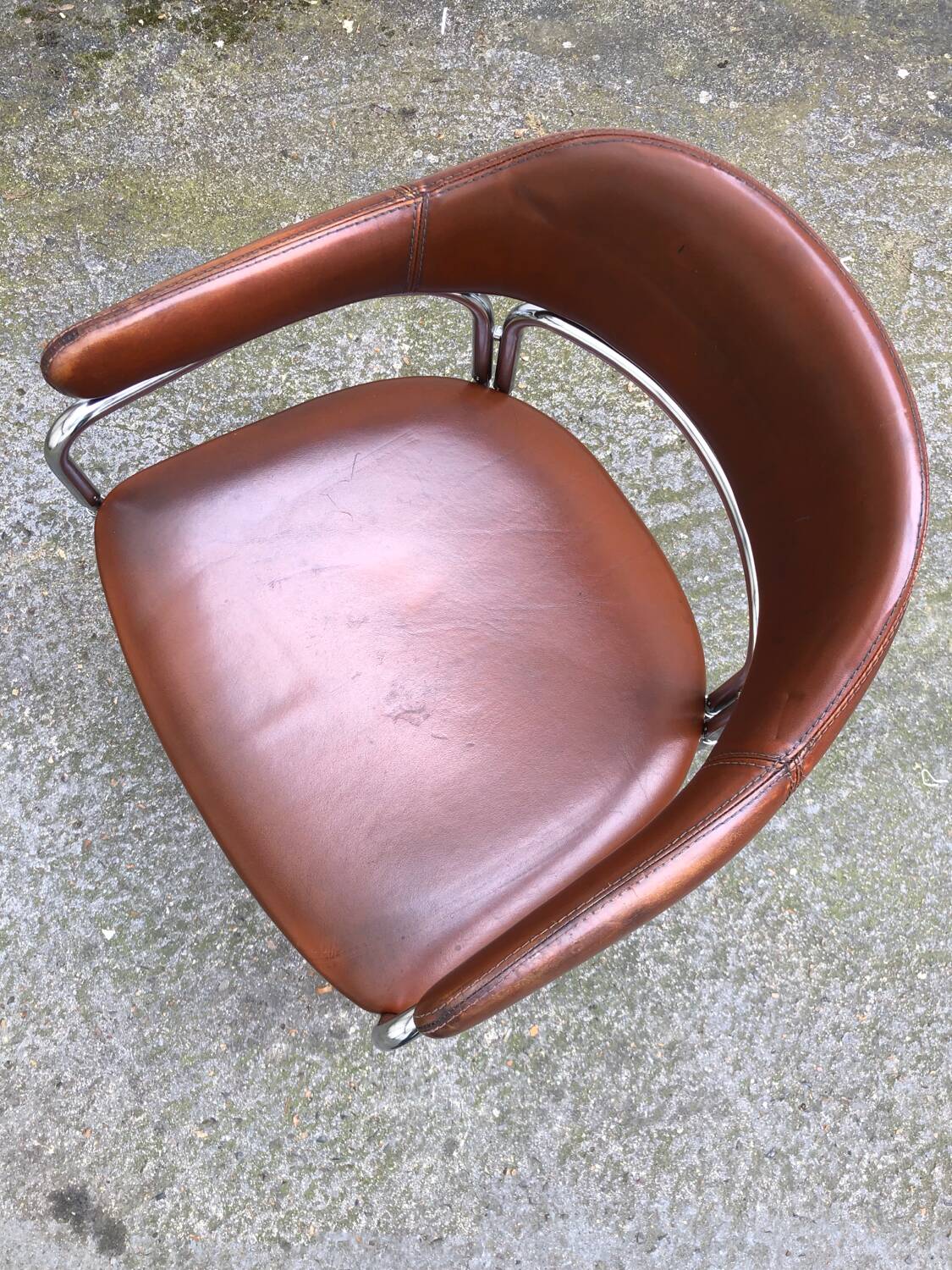 Vintage leather and chrome chair circa 1970
