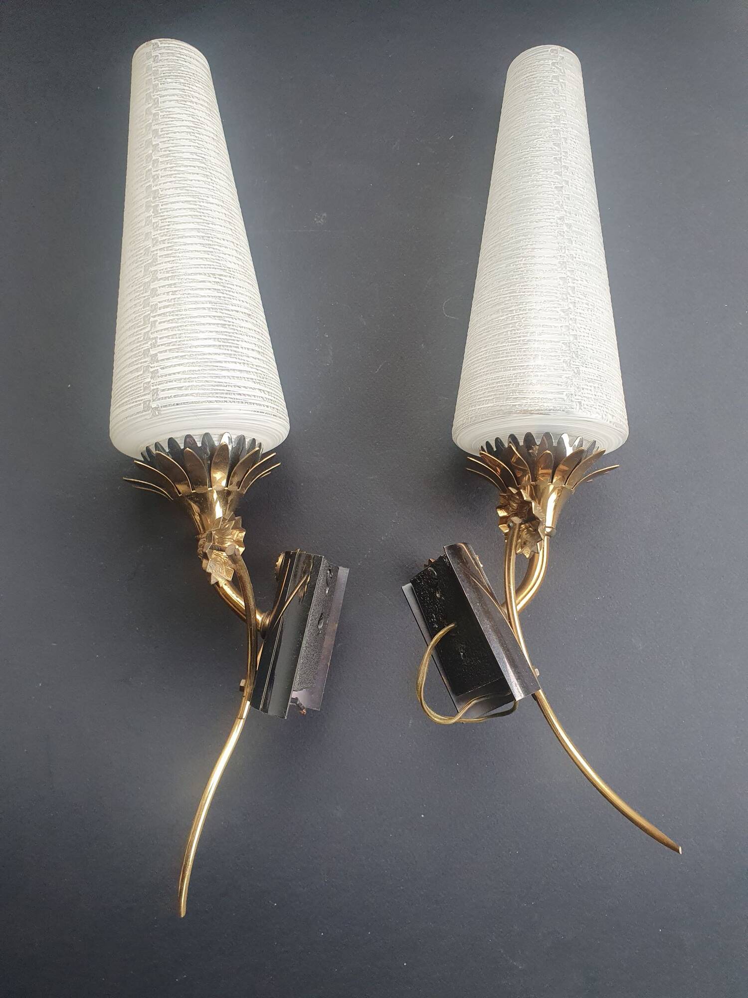 Pair of antique Art Deco wall sconces