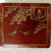 Small lacquered wooden box or jewelry box decorated with birds and branches. China? Japan?