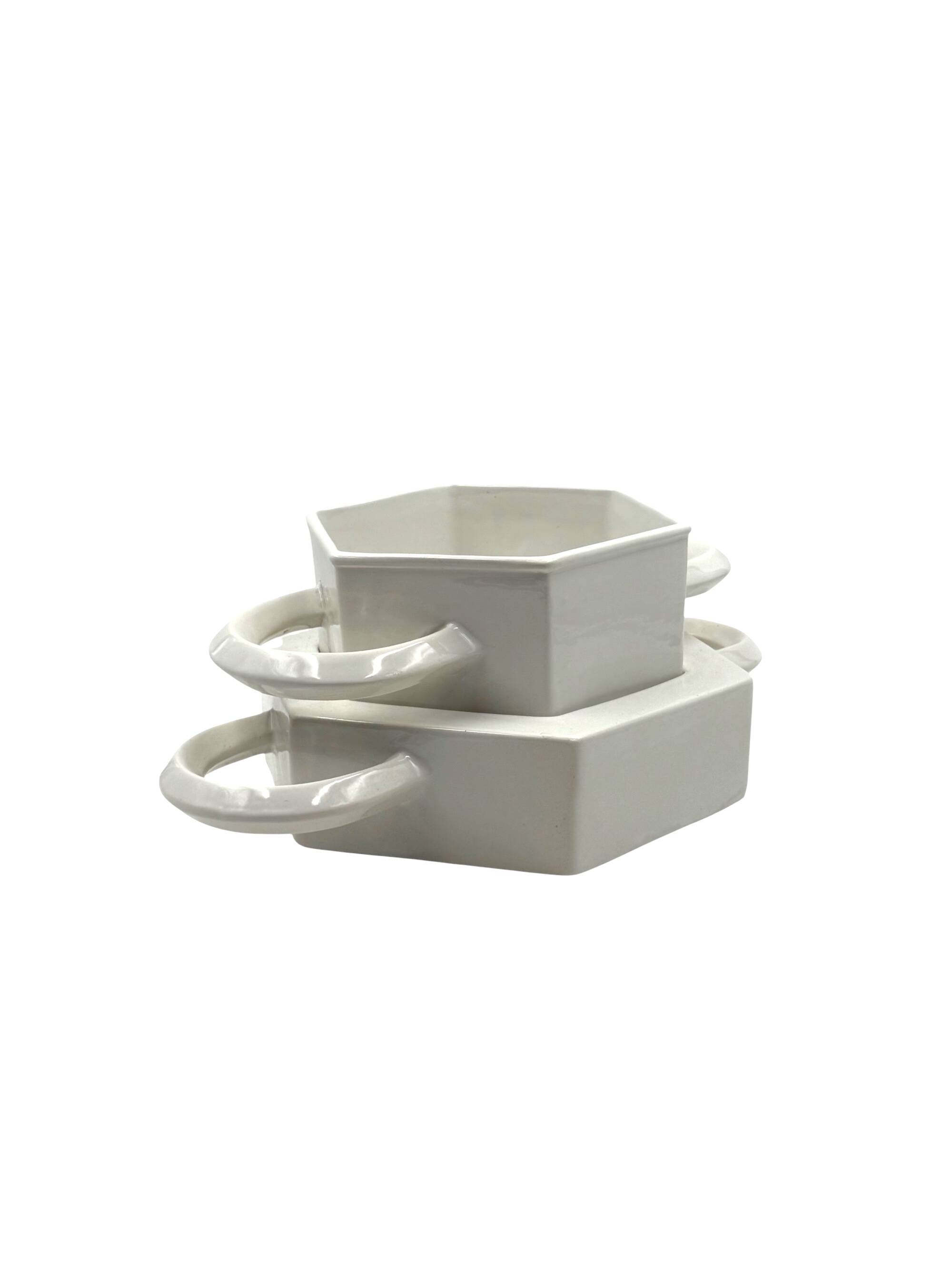 Sergio Asti, white ceramic centerpiece, Gabbianelli Italy ca. 1970