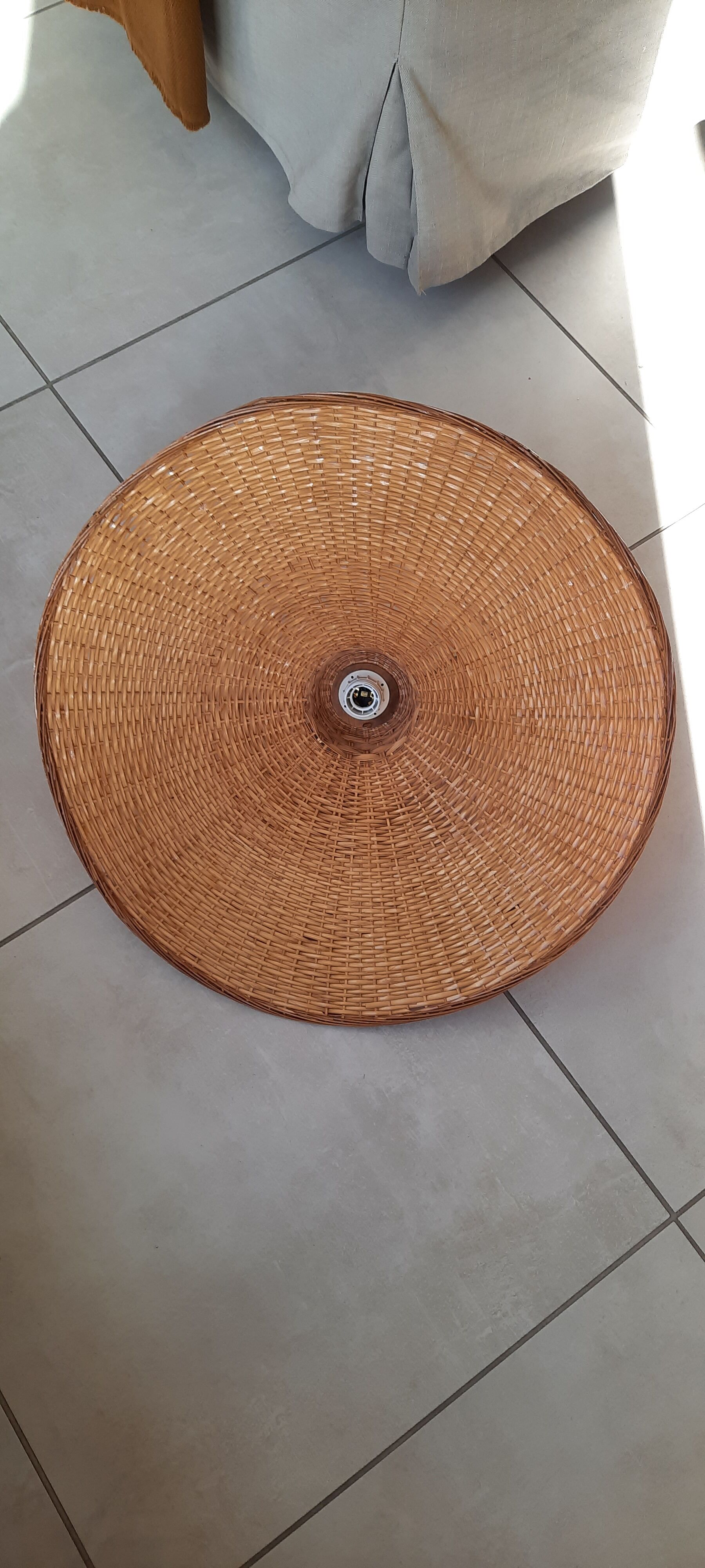 Large wicker ceiling lamp