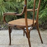 Baumann curved caned wood armchair, 1900