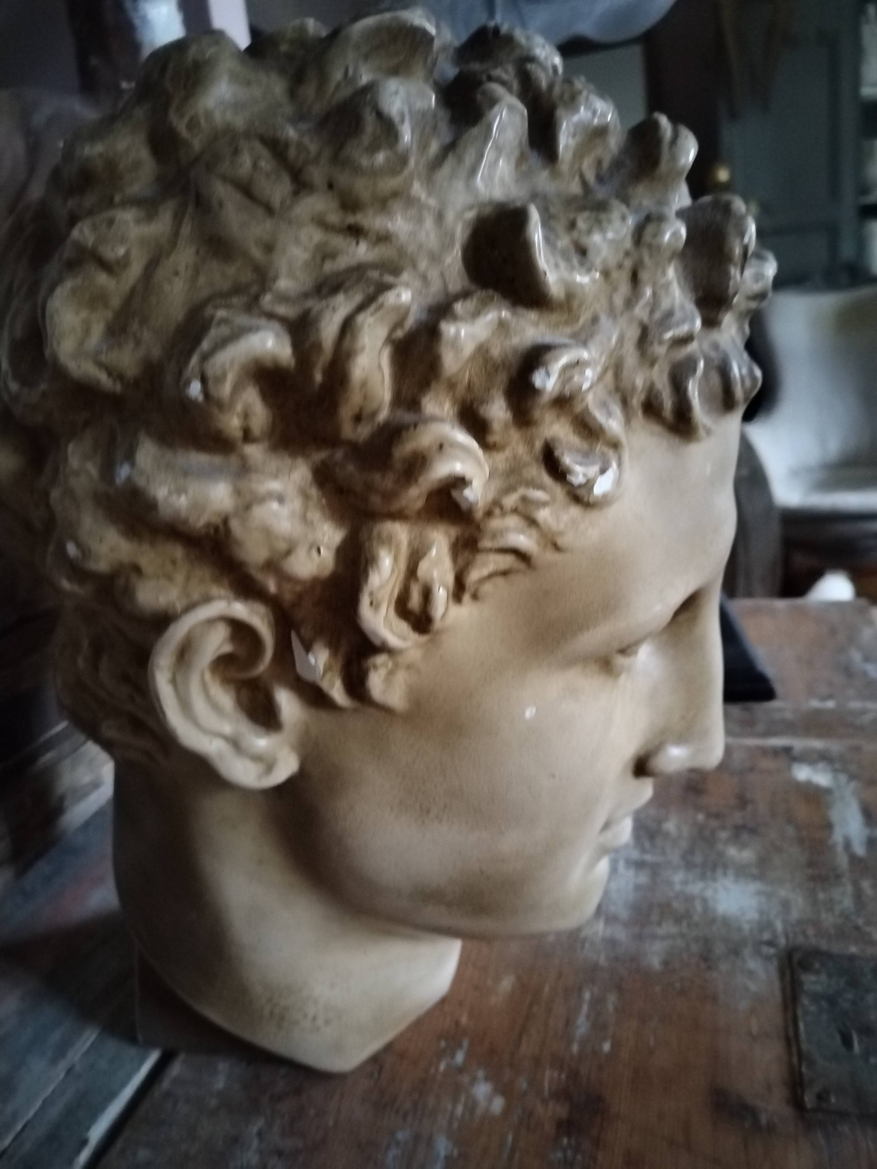 Antique plaster head of a man early 20th century