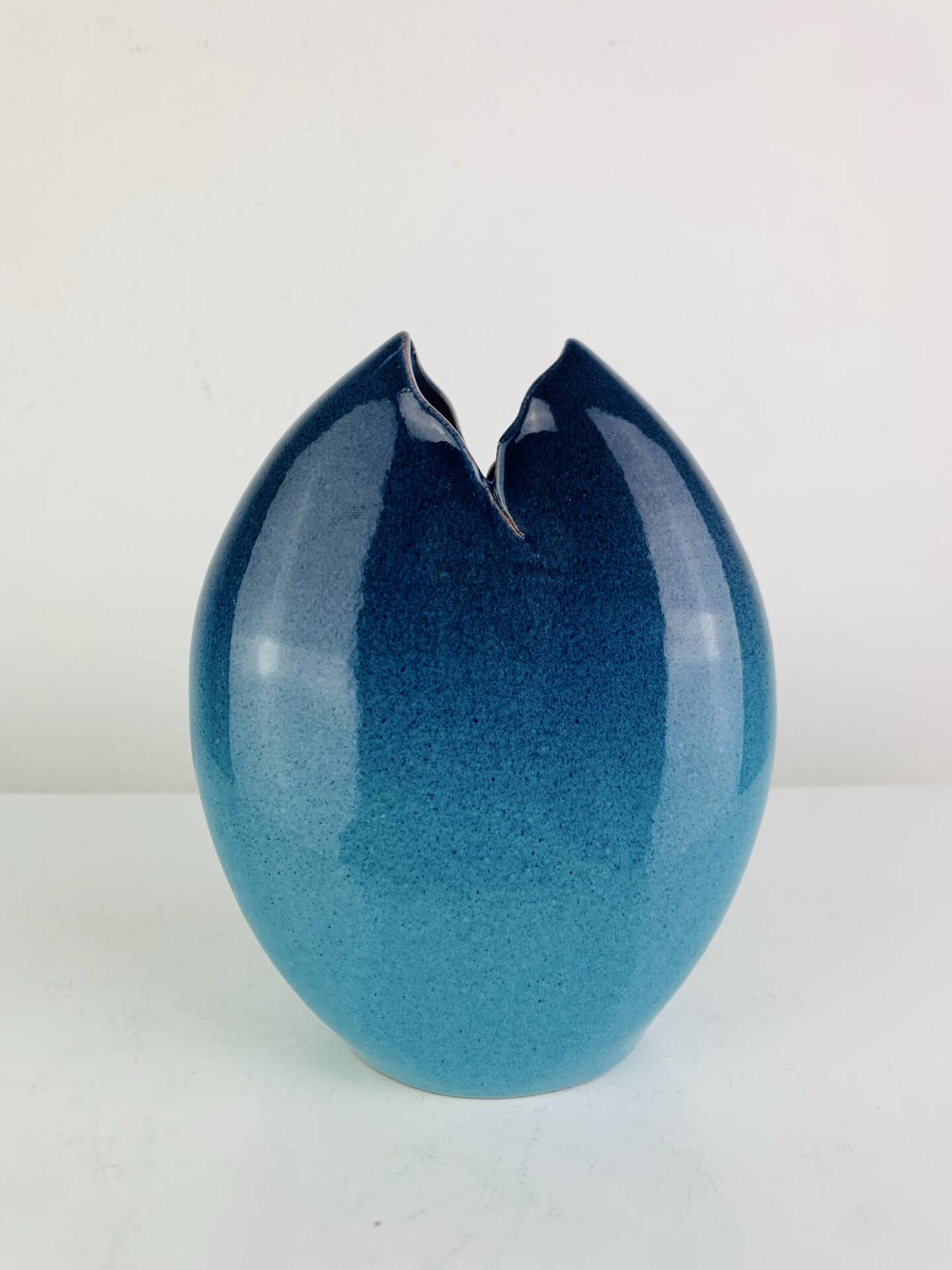 Blue sea ceramic vase signed Sagone Corsica