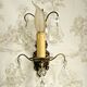 Pair vintage french ornate single wall lights with crystal drops 3138