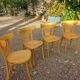 4 bistro chairs in solid blond wood, Fischel style