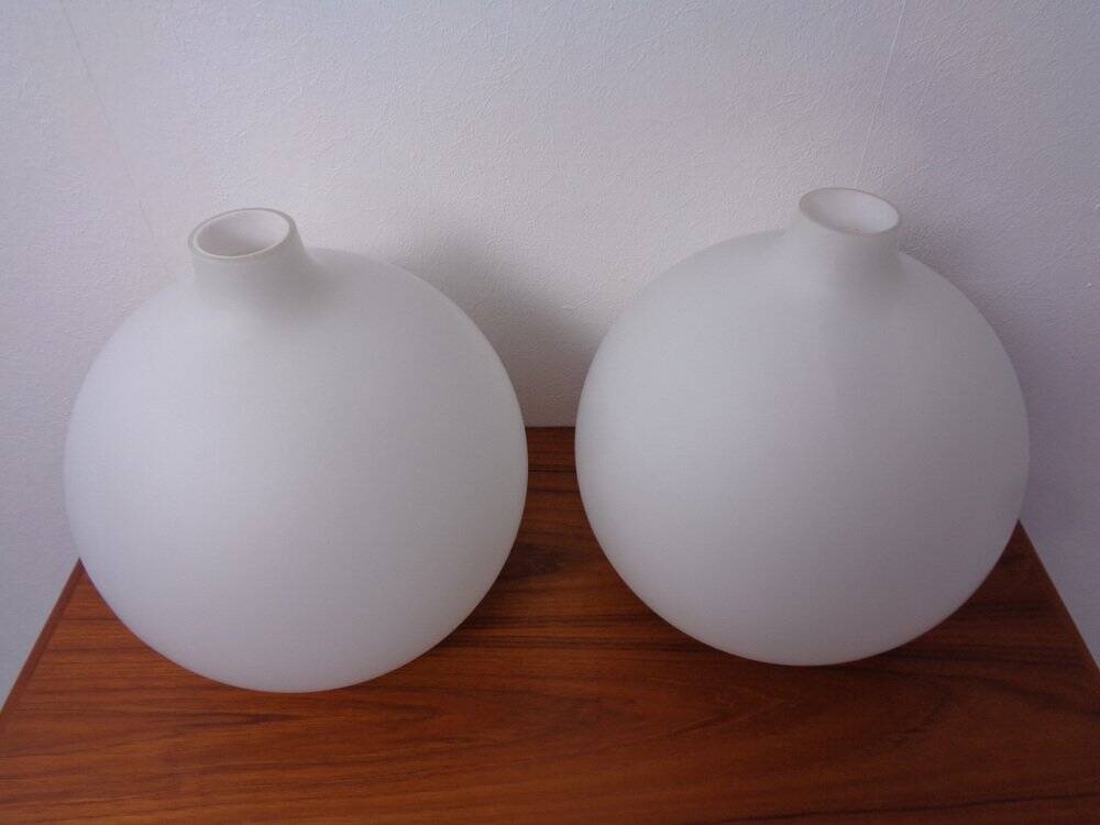 Opaline Glass Satellite Pendant Lamps by Vilhelm Wohlert for Louis Poulsen, 1960s, Set of 2