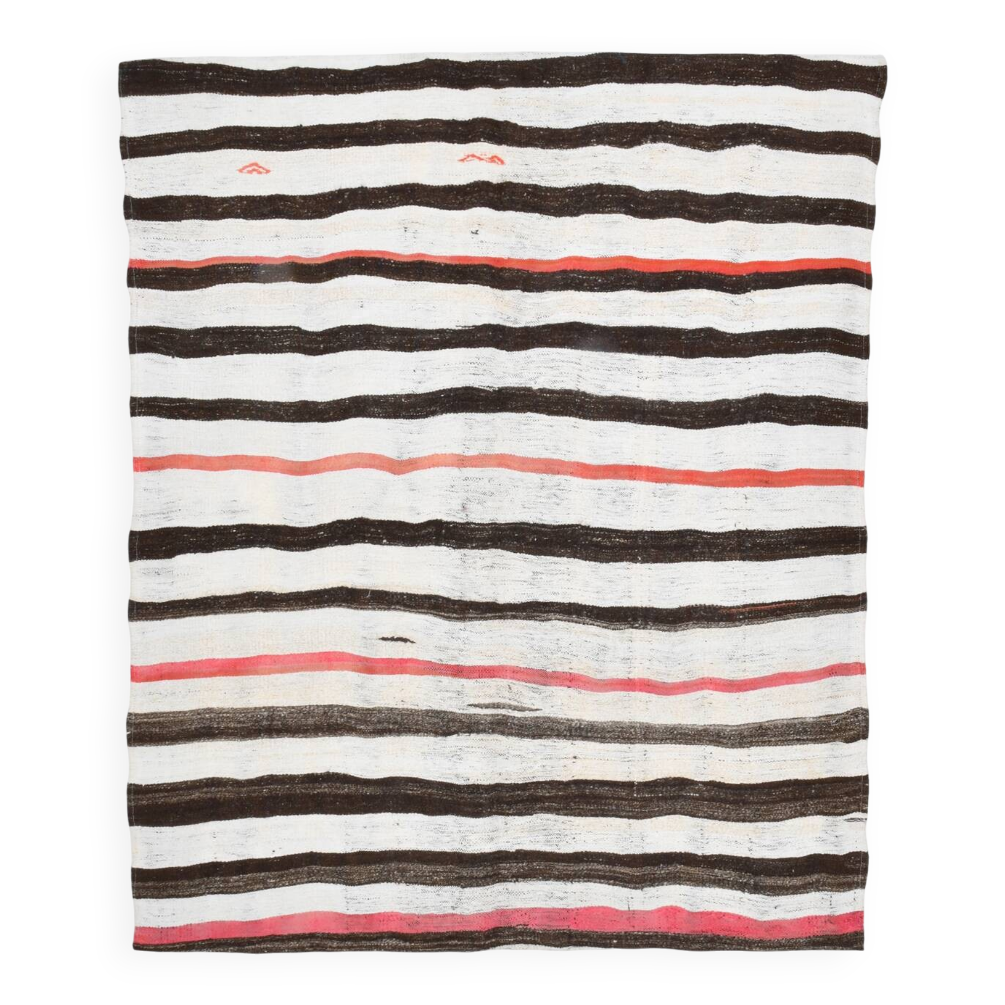 6x7 Natural White & Brown Kilim Rug, 183x212Cm