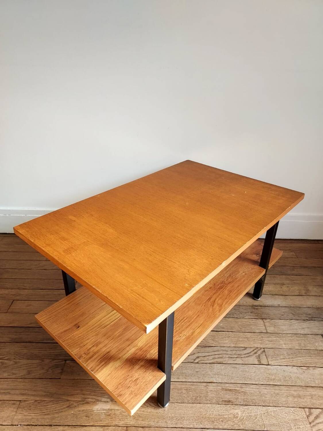 Wooden coffee table, double shelf