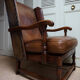 English high back cognac leather wingchair by Criterion cord