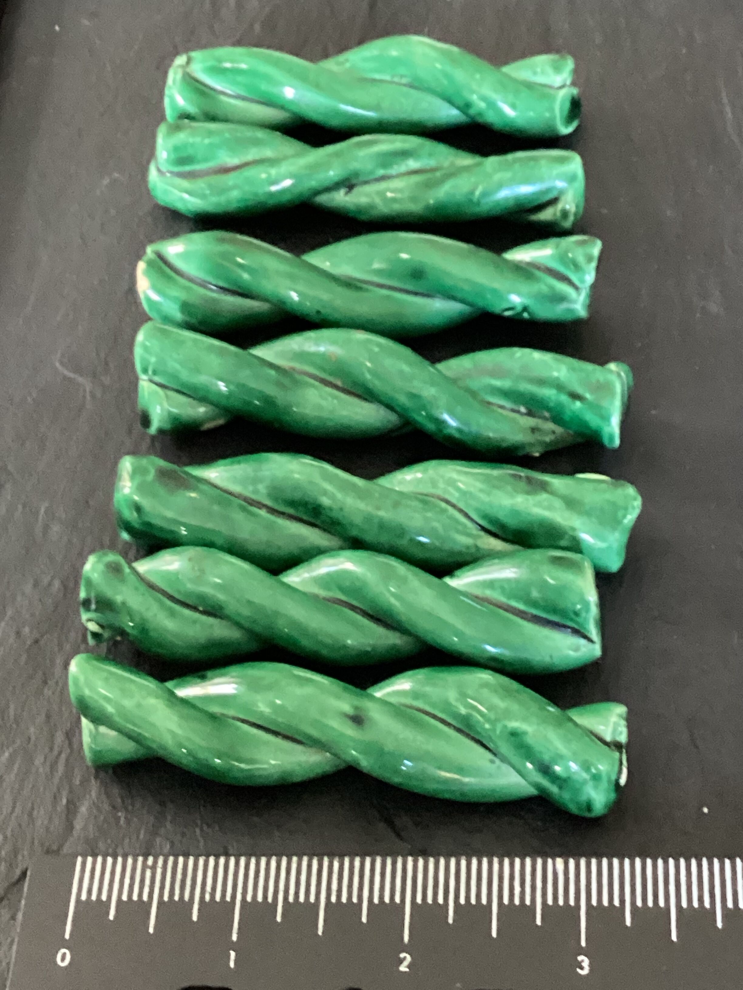 Set of seven ceramic knife holders vintage green color dimension: H-2cm- L-8cm- Pr-2cm-