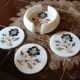 Set of 5 marble and inlaid stone coasters - Artisanal