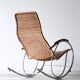 Vintage Thonet rocking chair in chrome and rattan, 1970.