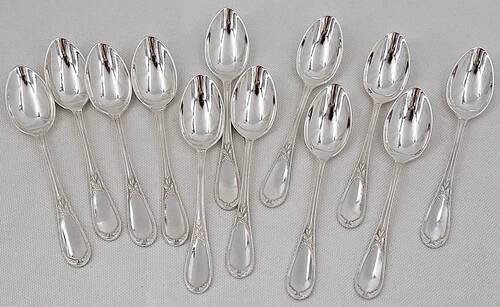 12 mocha spoons, coffee, silver-plated metal Ercuis Lauriers