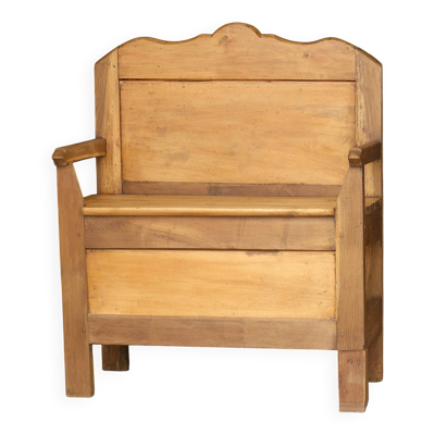 Adorable banc de sacristie en bois blond. Fin XIXeme.