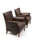 Paire de vieux fauteuils club danois en cuir patiné des années 1940