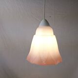 Mid-century white and pink glass suspension French vintage 1950