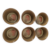 6 Denby stoneware ramekins with mushroom design - 1970s
