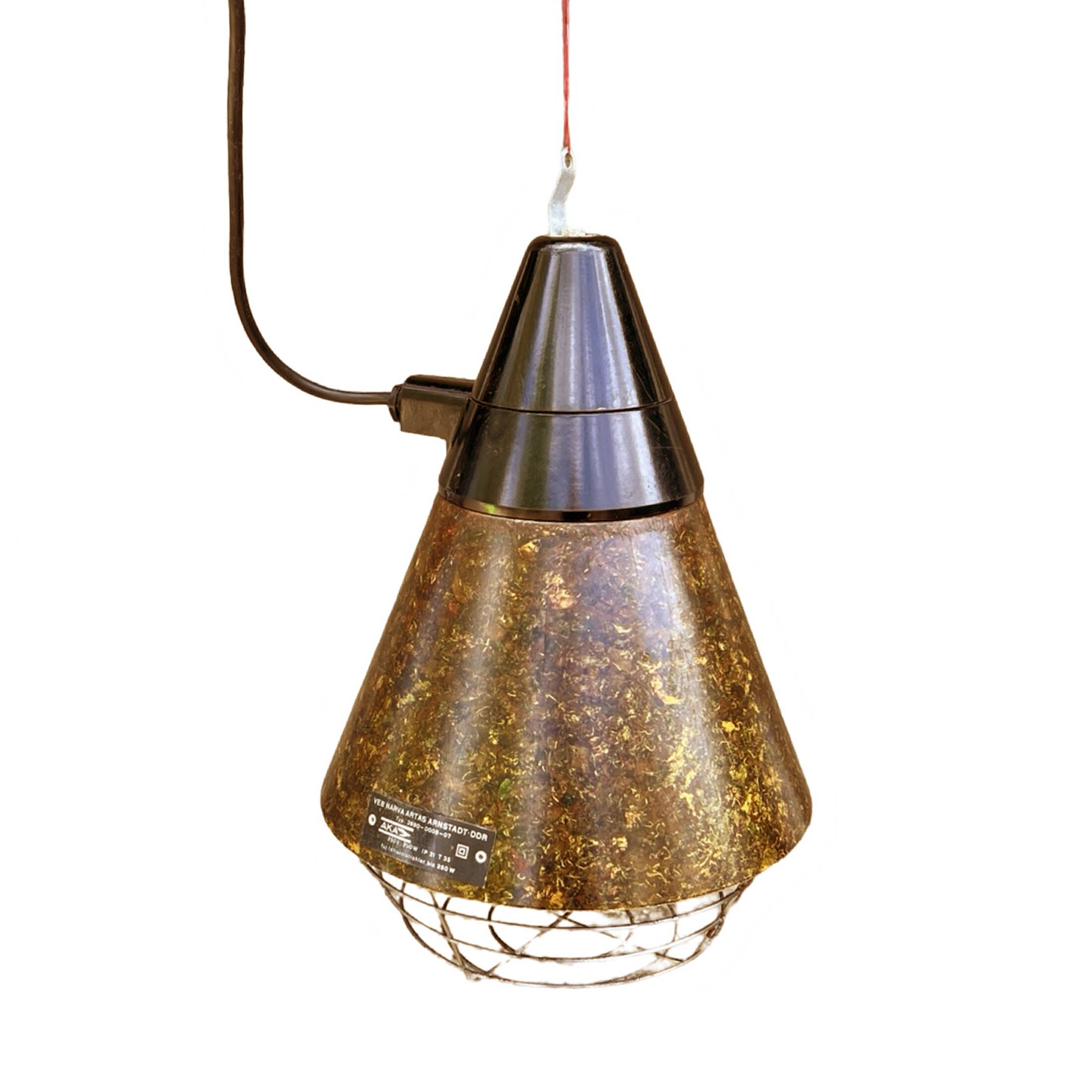 Industrial hanging lamp, heating, Narva Leuchen, Germany, 1970s.
