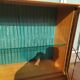 Small high sideboard - sideboard - wood - glass - vintage