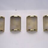Rare Set of Four Valentino Brass and Etched Glass Wall Sconces, Italy 1980s