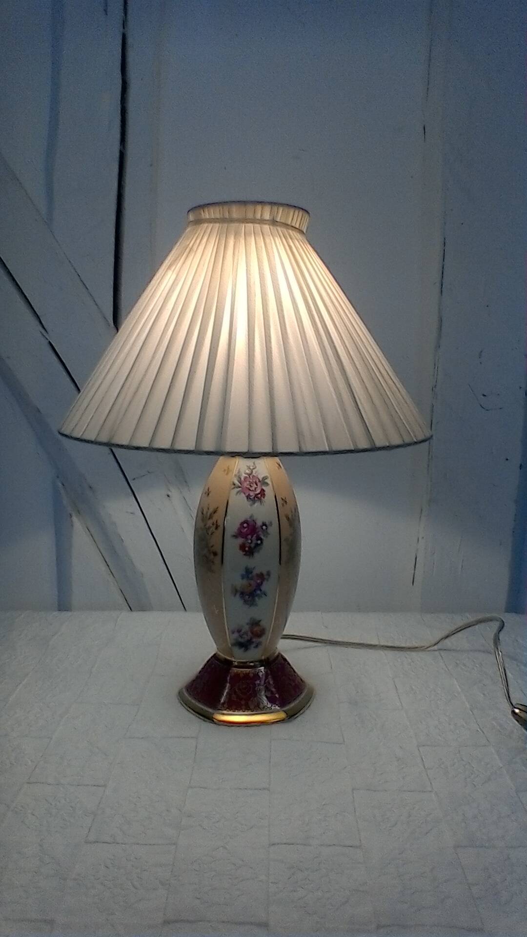 Porcelain bedside lamp, vintage.