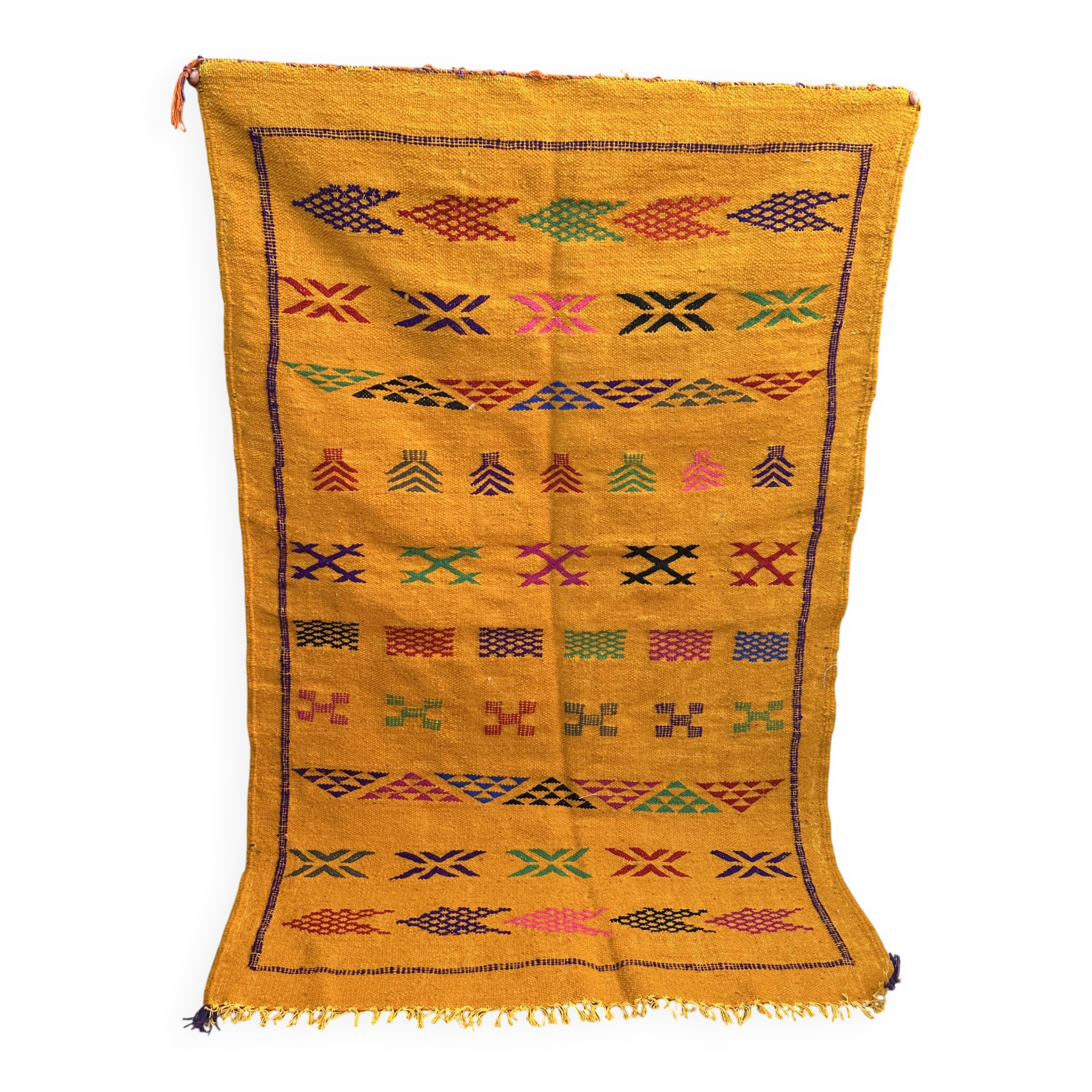 Handmade wool Berber rug – Colourful Moroccan bohemian kilim