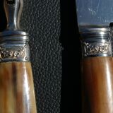 Carving Set + Salad Server Horn and Stainless Steel