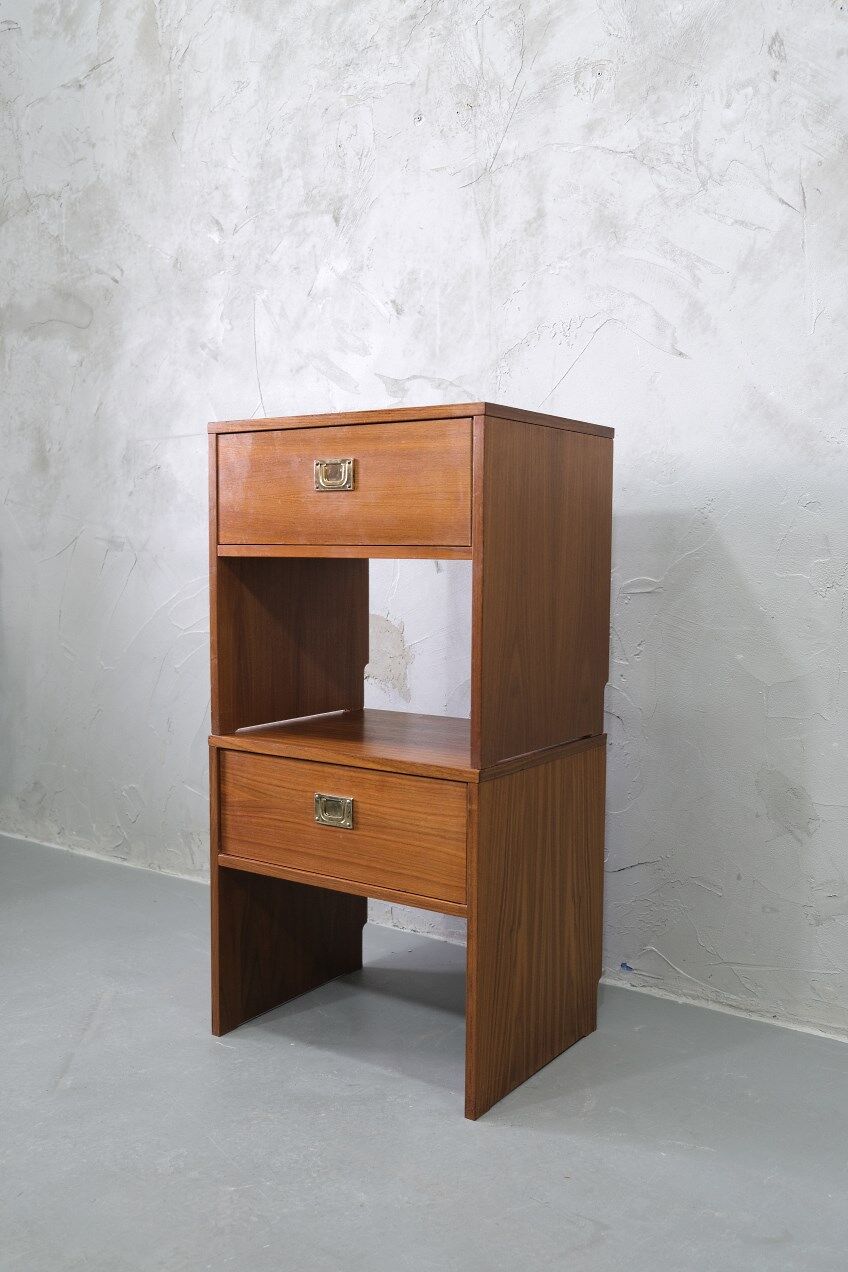 A pair of Scandinavian minimalist teak nightstand tables , 1960s
