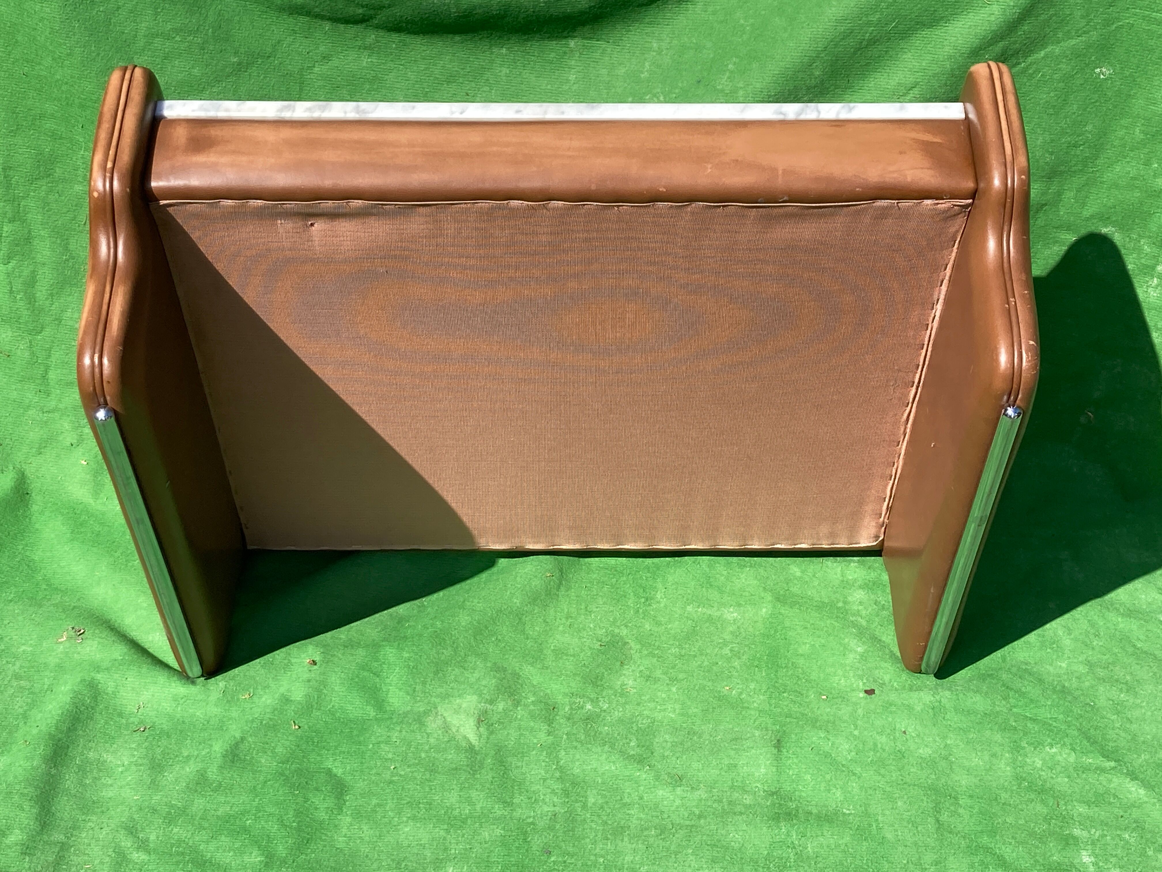 Leather and travertine coffee table, Switzerland 1970s