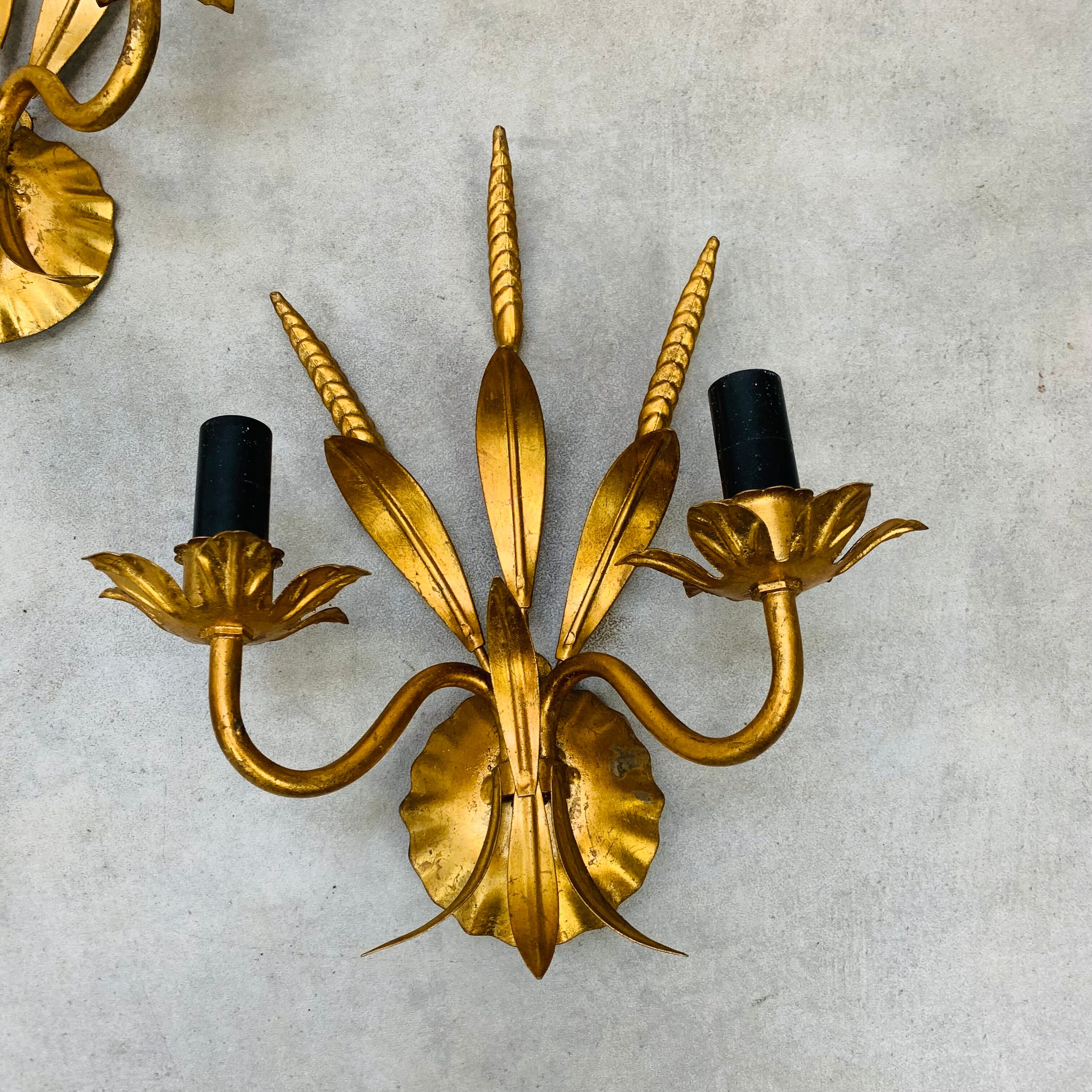 3 wall lamps ear of wheat golden foliage