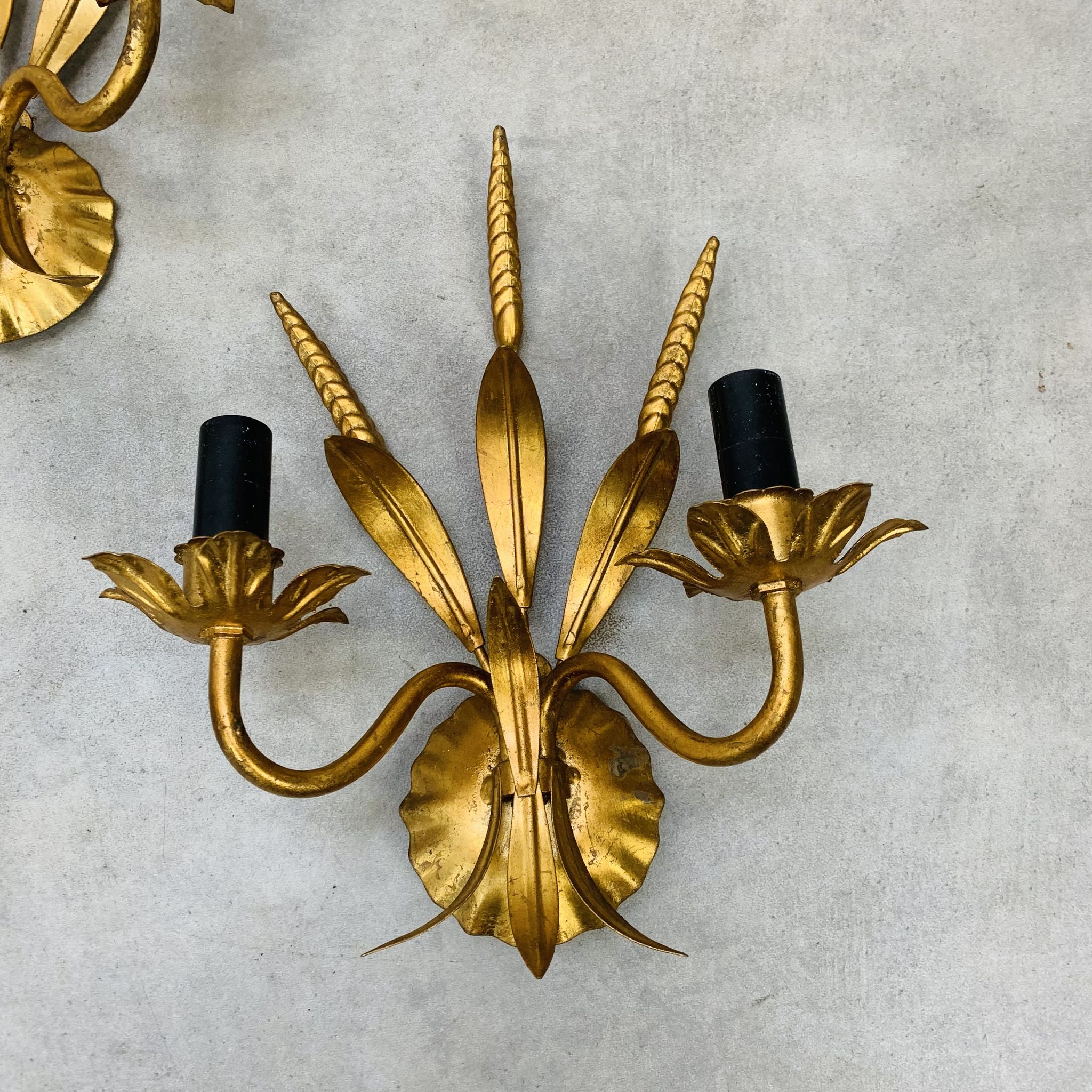 3 wall lamps ear of wheat golden foliage