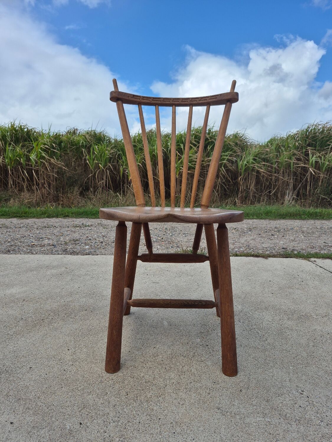 Set 6 vintage dutch spindle back rustic dining chairs De Ster