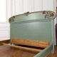 Art Nouveau bed in carved and painted wood, Poppies, Circa 1900