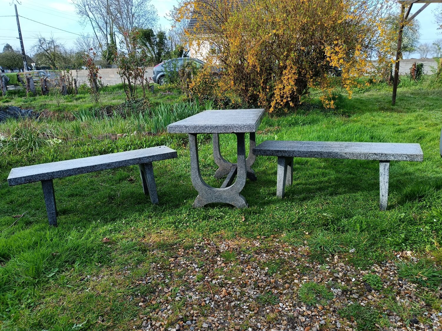 Old garden furniture in vintage stone