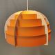 Hanging lamp made of plastic slats by Lars Schiøler for Hoyrup Lighting Denmark 1976.