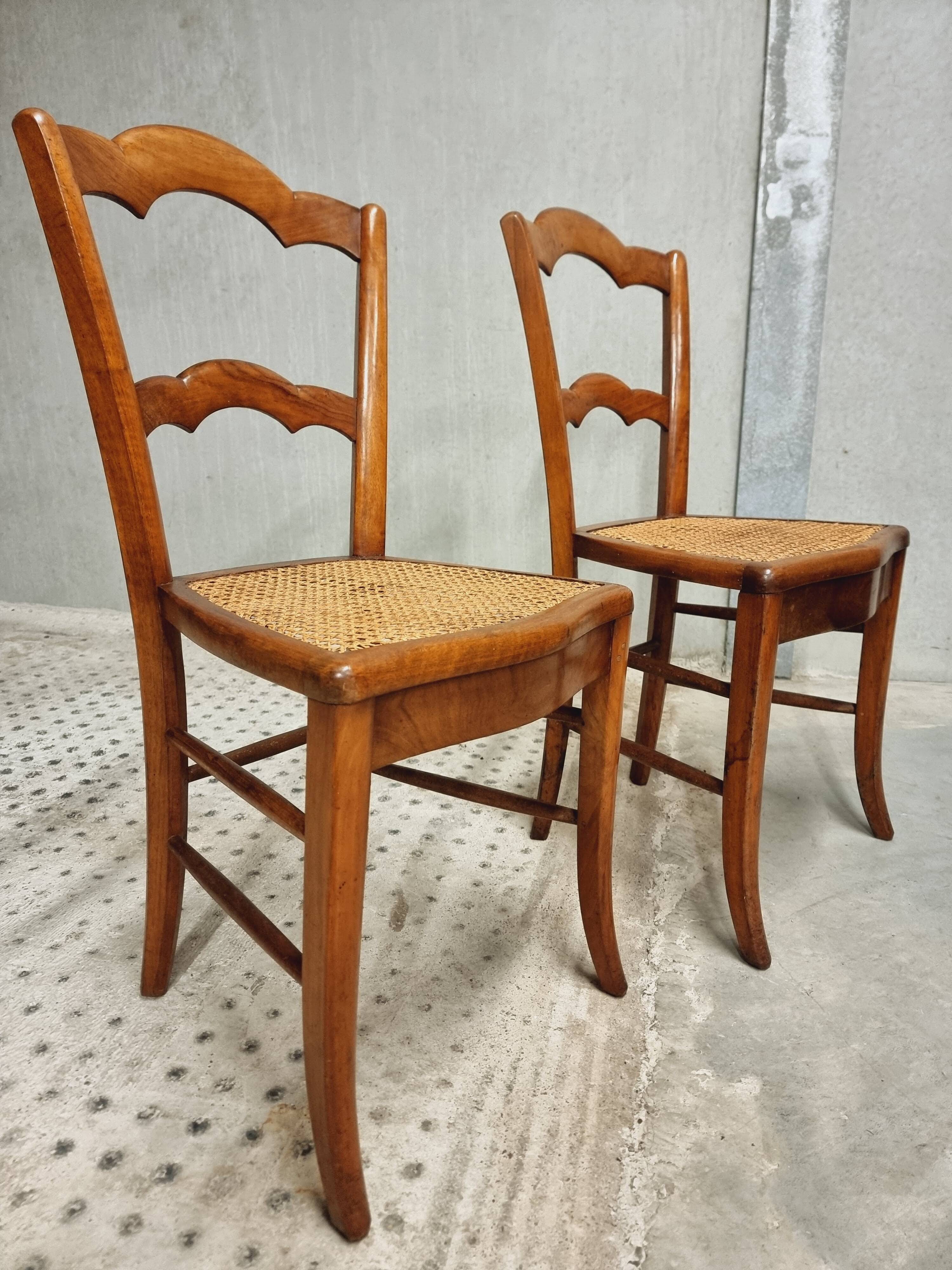 Antique set of chairs walnut with webbing
