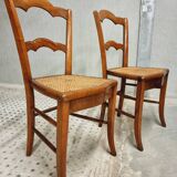Antique set of chairs walnut with webbing