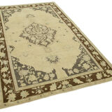 1960s Handmade Wool Oriental Beige Carpet 154 cm x 261 cm