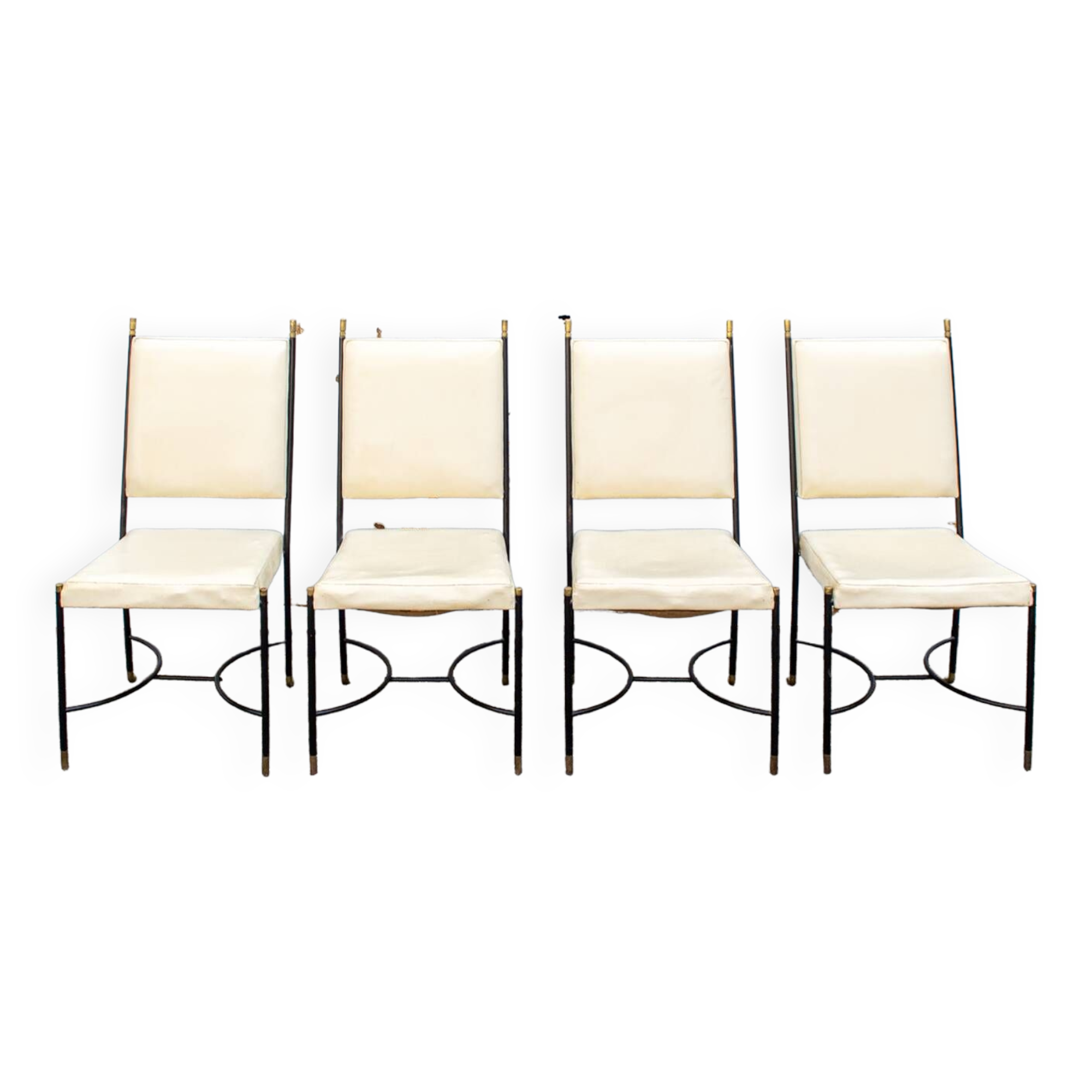 Sedie ferro e ottone attribuite a Luigi Caccia Dominioni, Italia anni '60