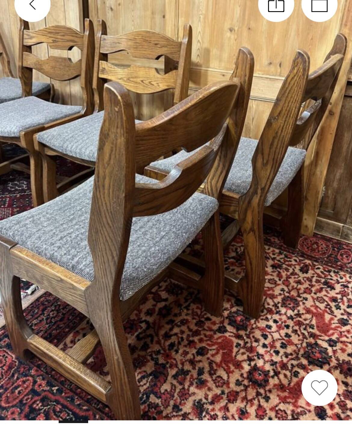 6 Vintage Brutalist Dining Chairs, 1970