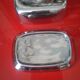 White and silver ceramic butter dish
