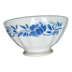 Large vintage fluted bowl with blue flower pattern