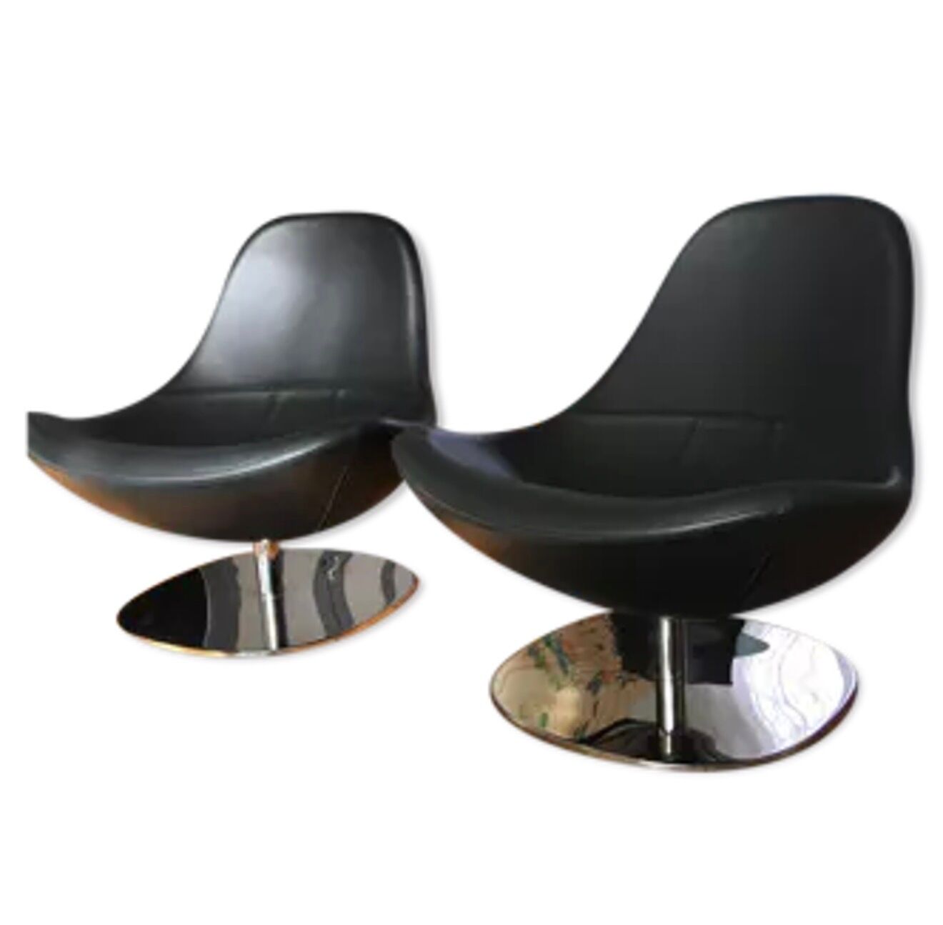 Ikea Tirup Black Leather Armchairs