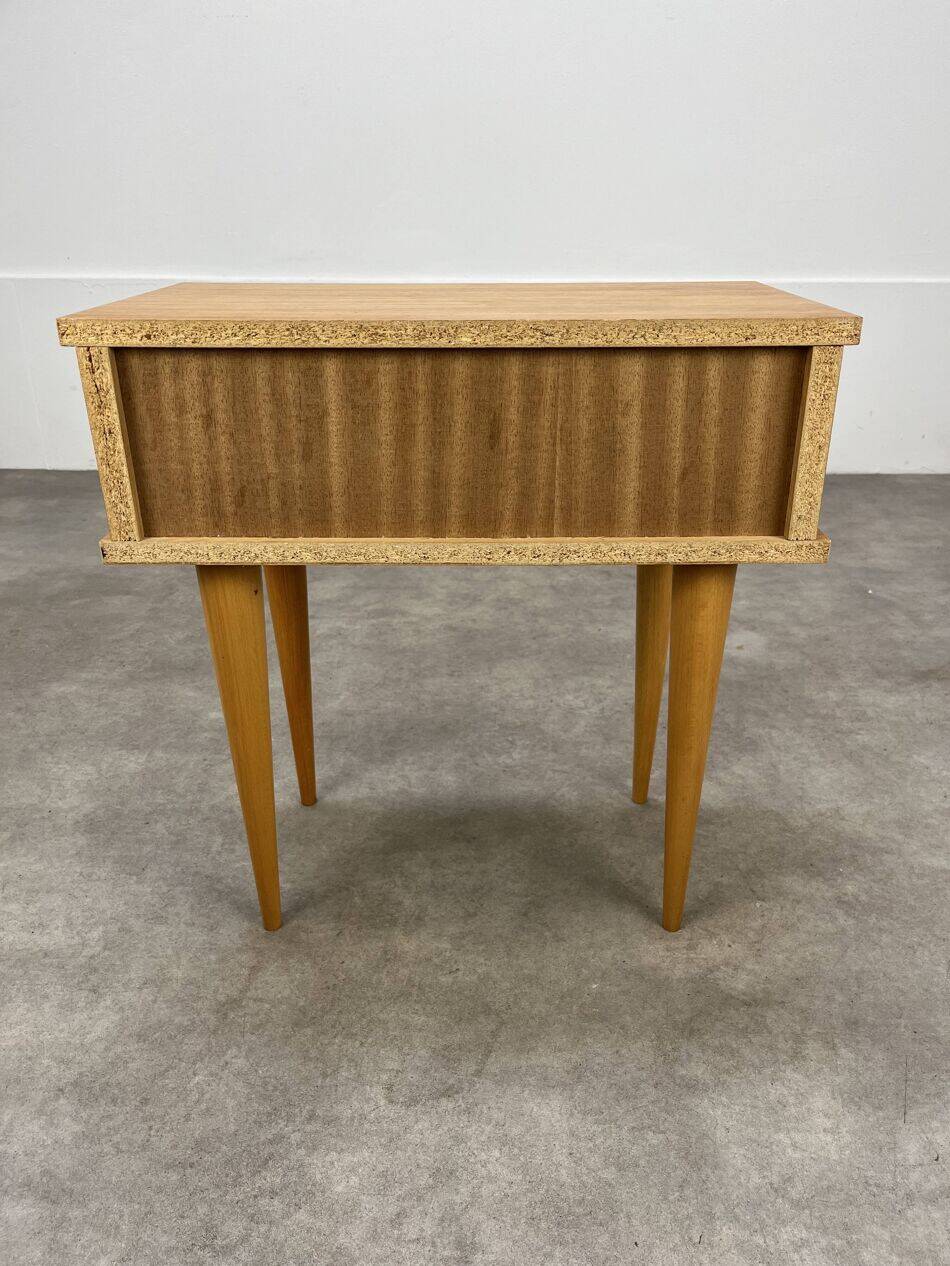 Table de chevet vintage bois blond, années 60