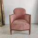 Armchair art deco pink velvet trim